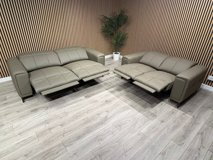 MARELLA 3 Seater + 2 Seater Power Recliner Leather Sofa Set RRP £4399