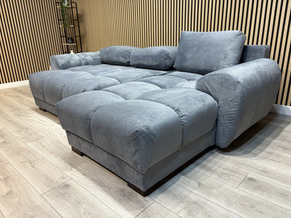 AZZURO Premium Fabric RHF Corner Chaise Sofa Bed with Storage, Grey - RRP £1,799