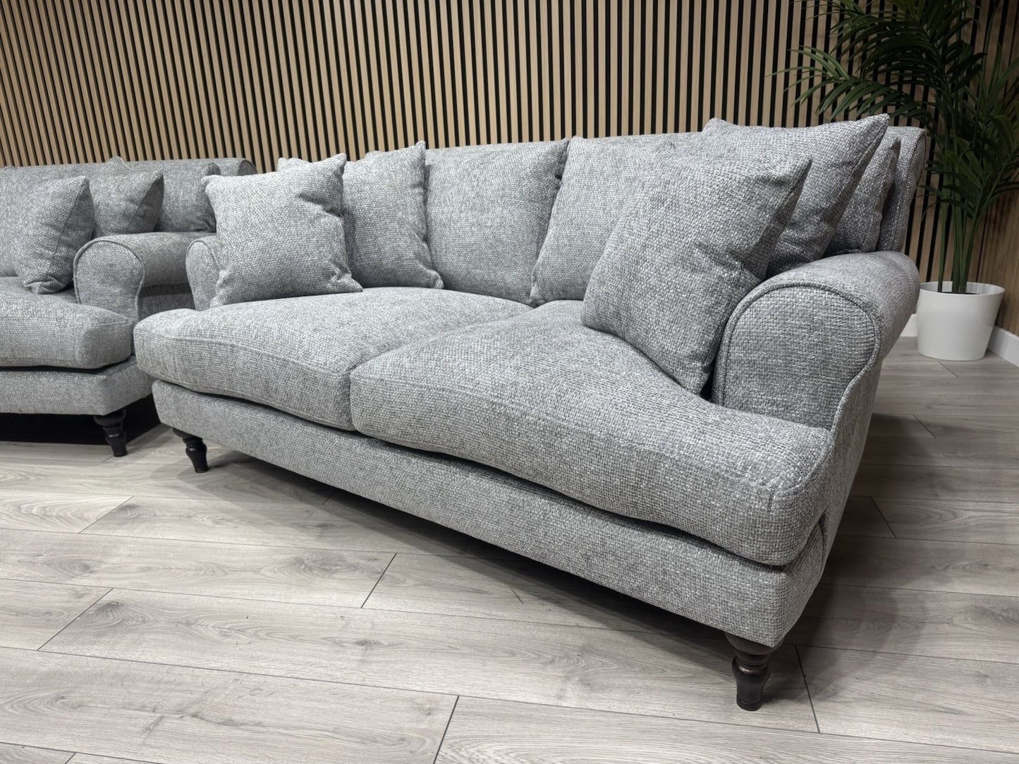 Laura Ashley LYNDEN Style Fabric 3 Seater + 2 Seater Sofa Set, Grey - RRP £2,700