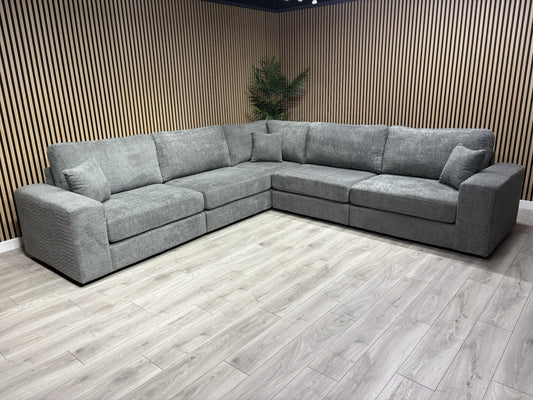 CARINA Modular Premium Fabric Large Corner Sofa, Boucle Grey - RRP £5,599