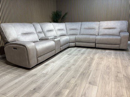 DFS - EXCALIBUR Fabric Large 2 Corner 2 Power Recliner Console Sofa - RRP £3,999