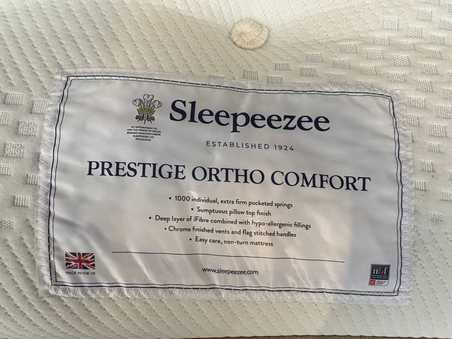 Sleepeezee Prestige Ortho Comfort 5ft Kingsize Mattress, Medium Firm - RRP £729