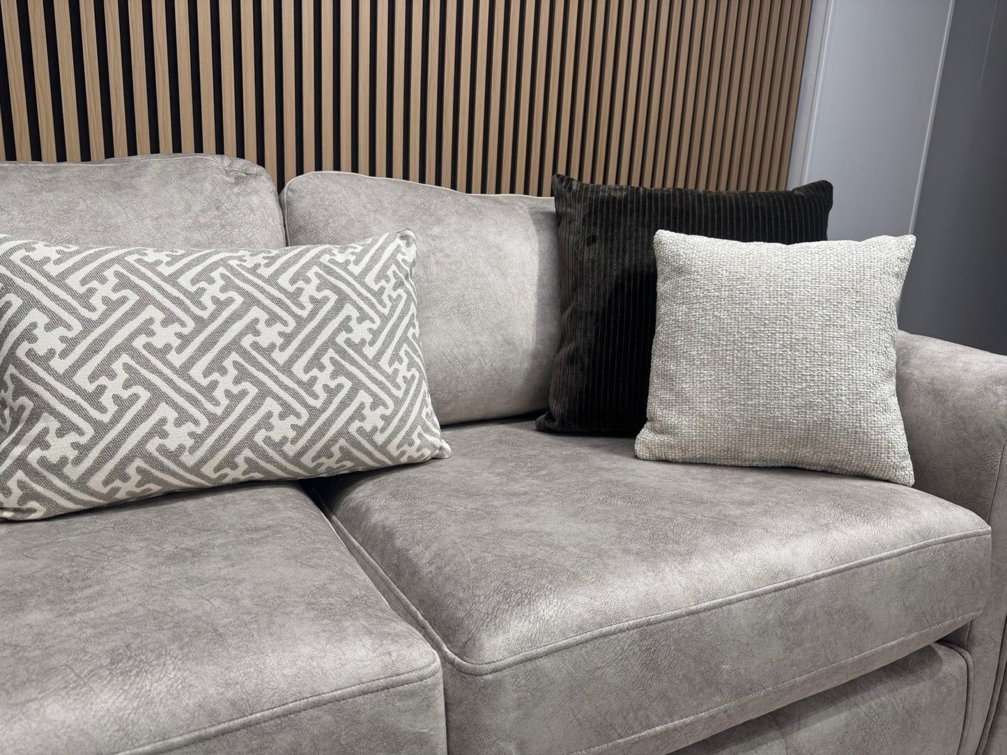 DEVINE Glamour Large Fabric 2 Corner 2 Sofa, Gemini Silver - RRP £2,895