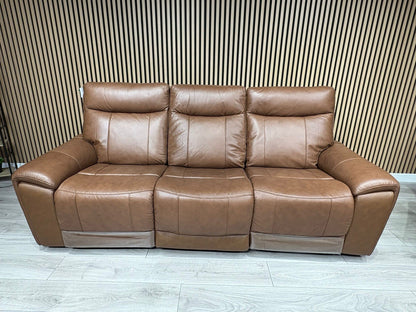 DANETTI Leather 3 Seater Sofa + Armchair Power Recliner Set - RRP: £3298