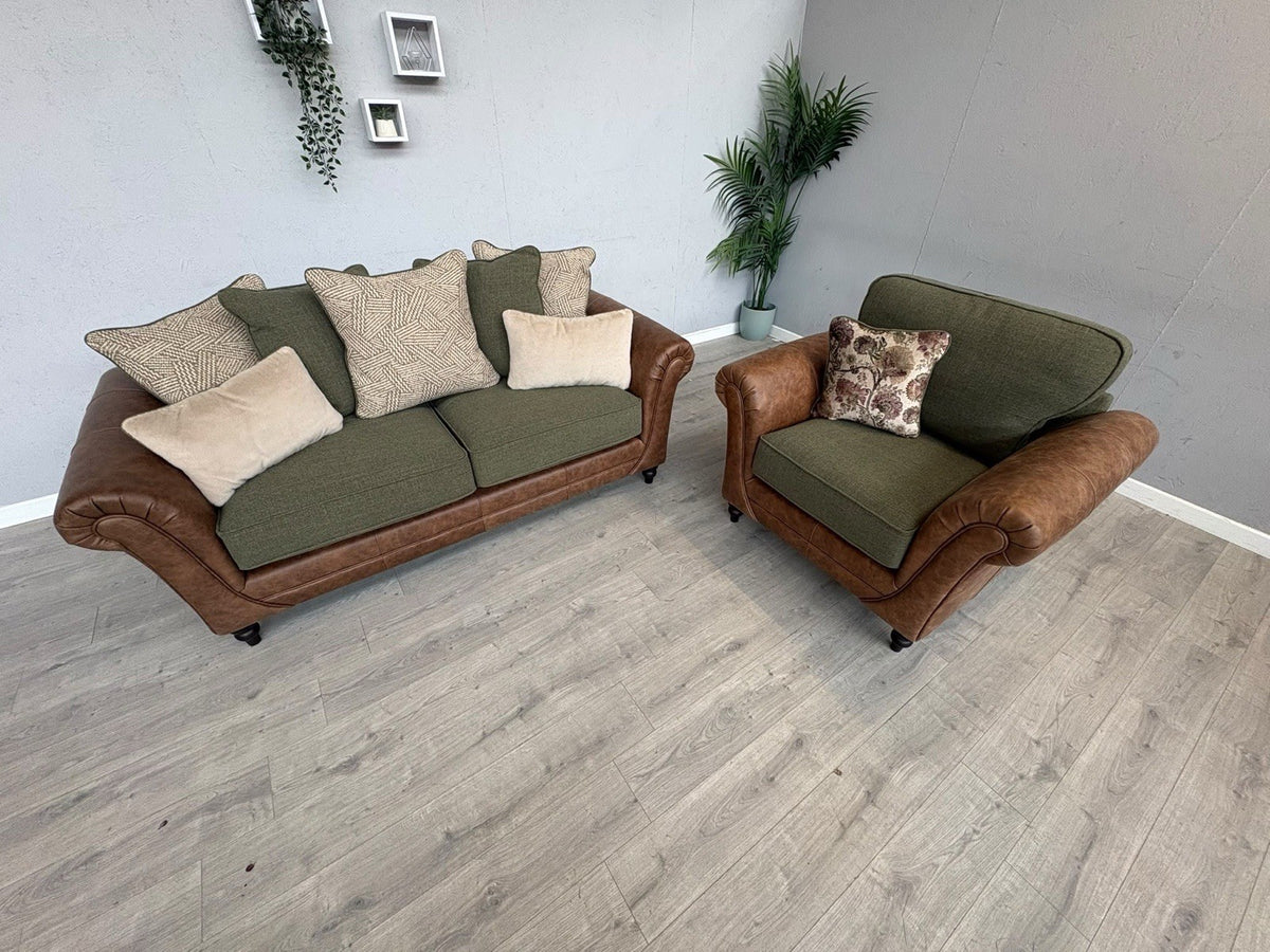 CHATSWORTH Farmhouse Style Fabric 3 Seater Sofa + Armchair Set RRP £3390