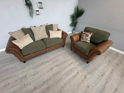 CHATSWORTH Farmhouse Style Fabric 3 Seater Sofa + Armchair Set RRP £3390