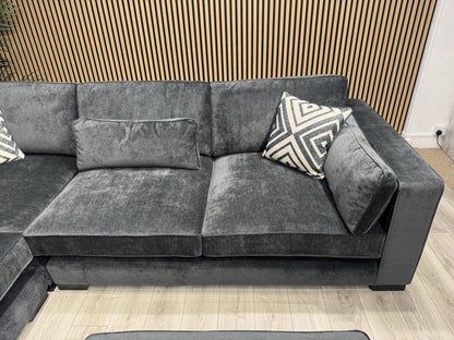 Sofology CAVALLI Style Fabric 3 Corner 3 Sofa + Footstool, Slate  - RRP £6,398