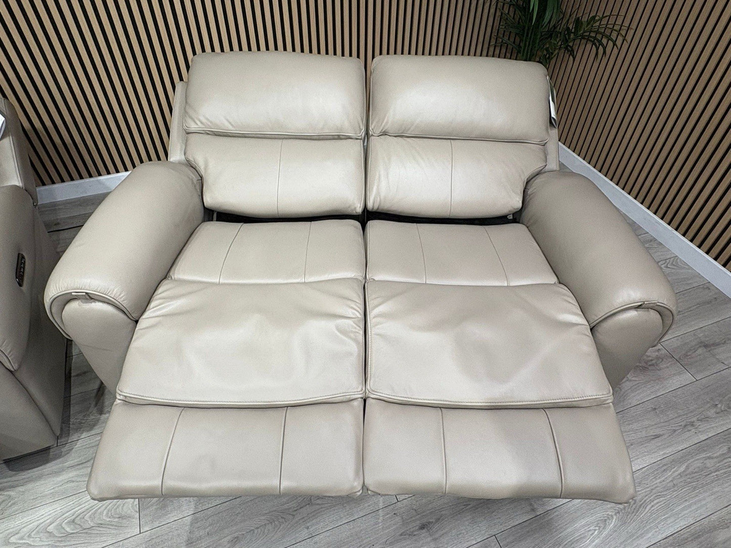 Oak FurnitureLand - EZRA Leather 2 x 2 Seater Power Recliner Sofa Set. RRP £5000