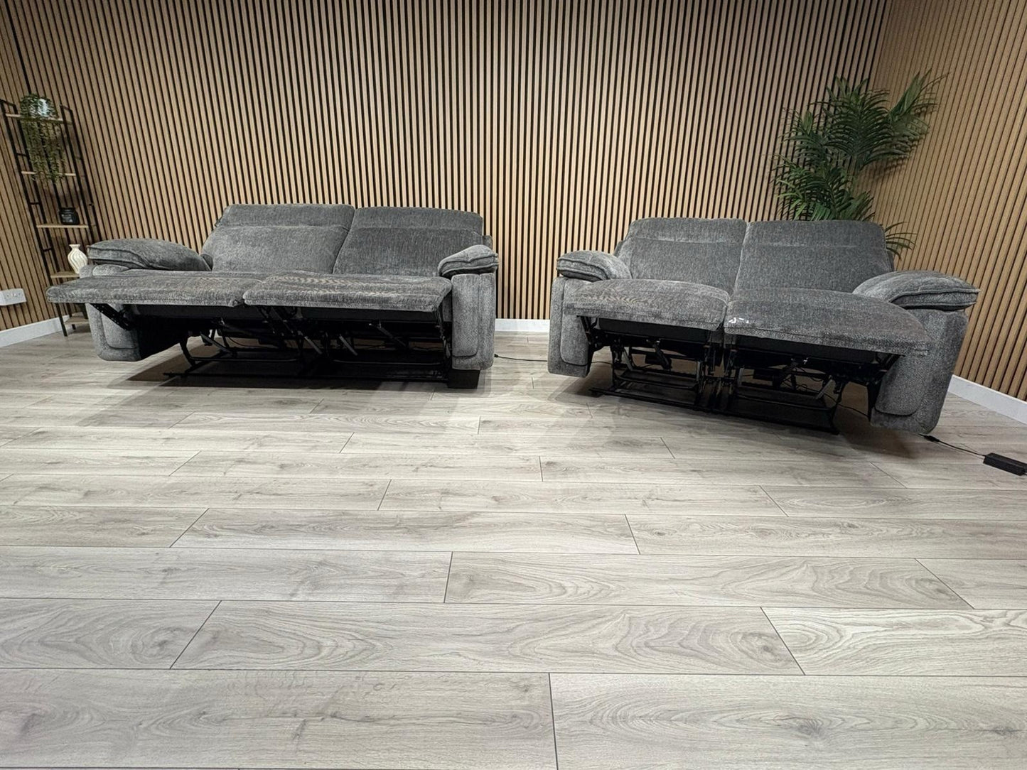 DFS Sample - Cadenza Style Fabric 3 + 2 Seater Power Sofa Set - RRP £2898