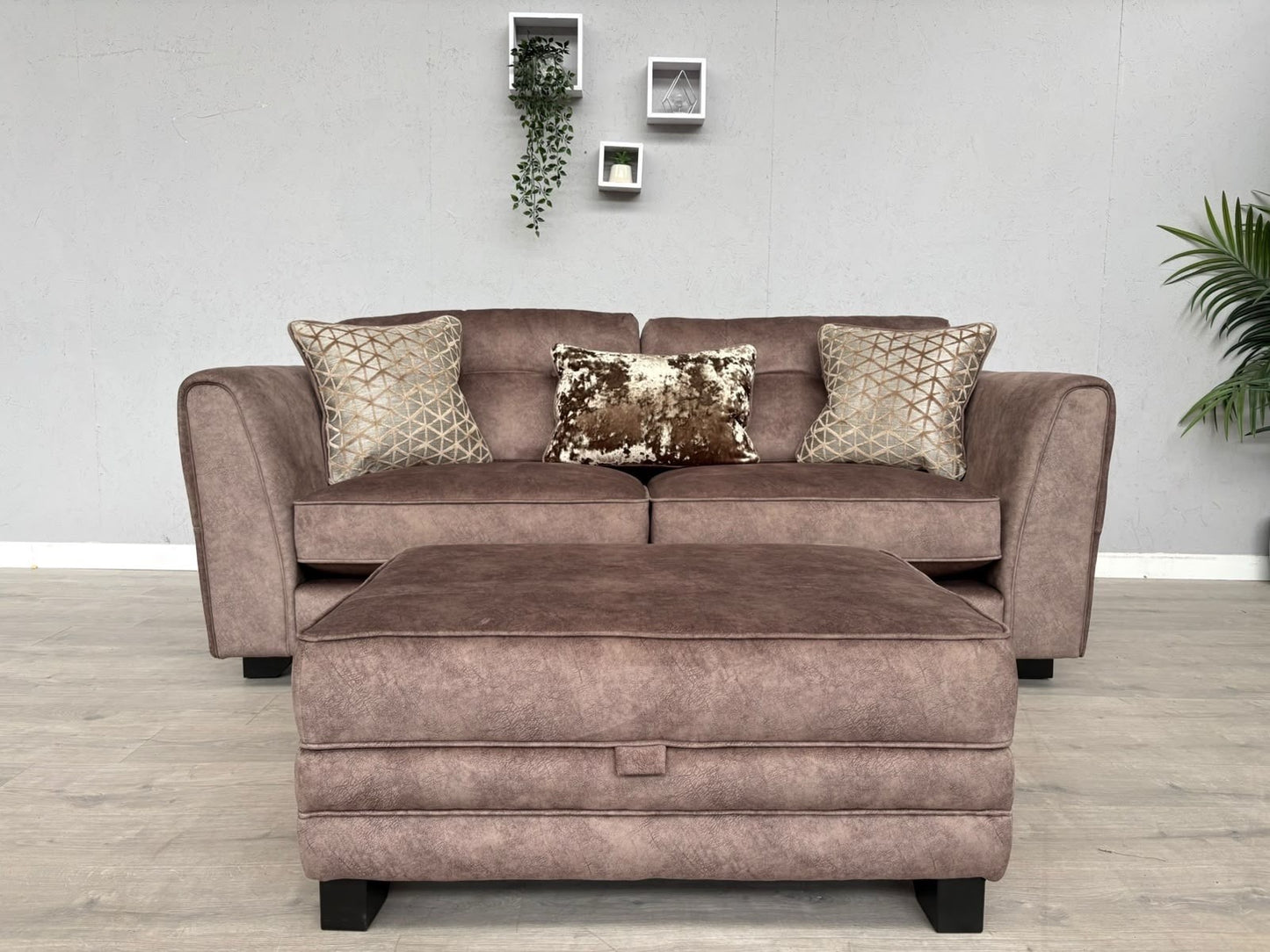 F.V MARIAH 3 Seater Fabric Classic Back Sofa + Storage Footstool - RRP £2590