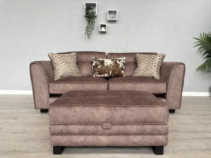 F.V MARIAH 3 Seater Fabric Classic Back Sofa + Storage Footstool - RRP £2590
