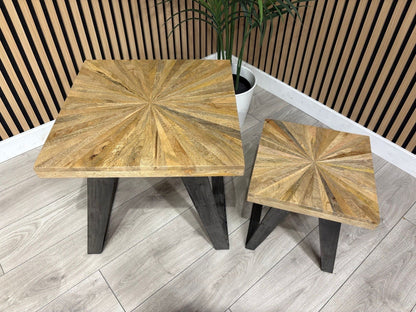 NEXT Sample - Geo Mango Wood Nest Of 2 Tables - RRP: £599