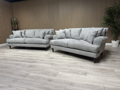 Laura Ashley LYNDEN Style Fabric 3 Seater + 2 Seater Sofa Set, Grey - RRP £2,700