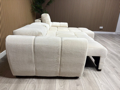 AZZURO Premium Fabric Corner Chaise Sofa Bed with Storage, Cream - RRP £1,799