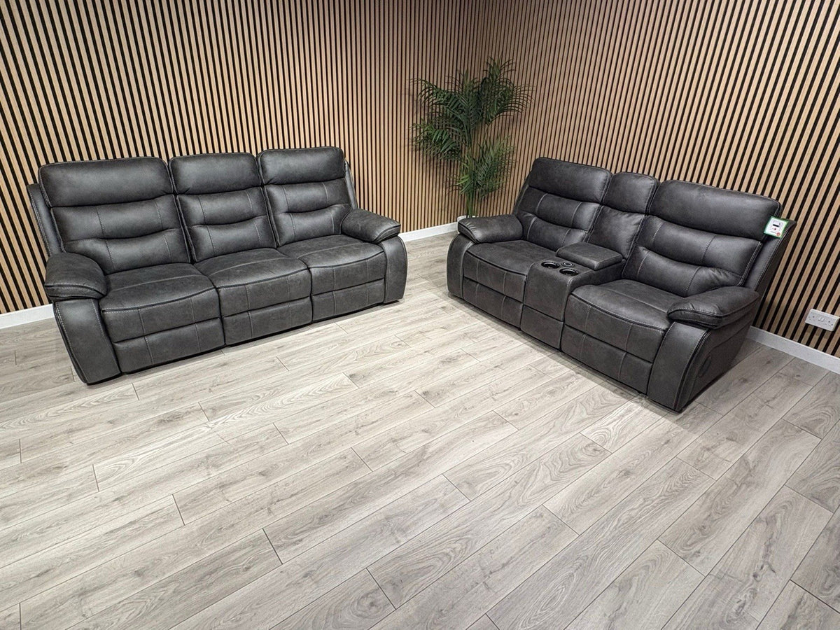 DFS Vinson Fabric 3+2 Seater Power Recliner Sofa Set + Console  - RRP £3899
