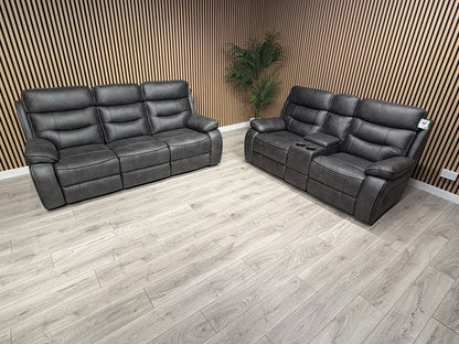 DFS Vinson Fabric 3+2 Seater Power Recliner Sofa Set + Console  - RRP £3899