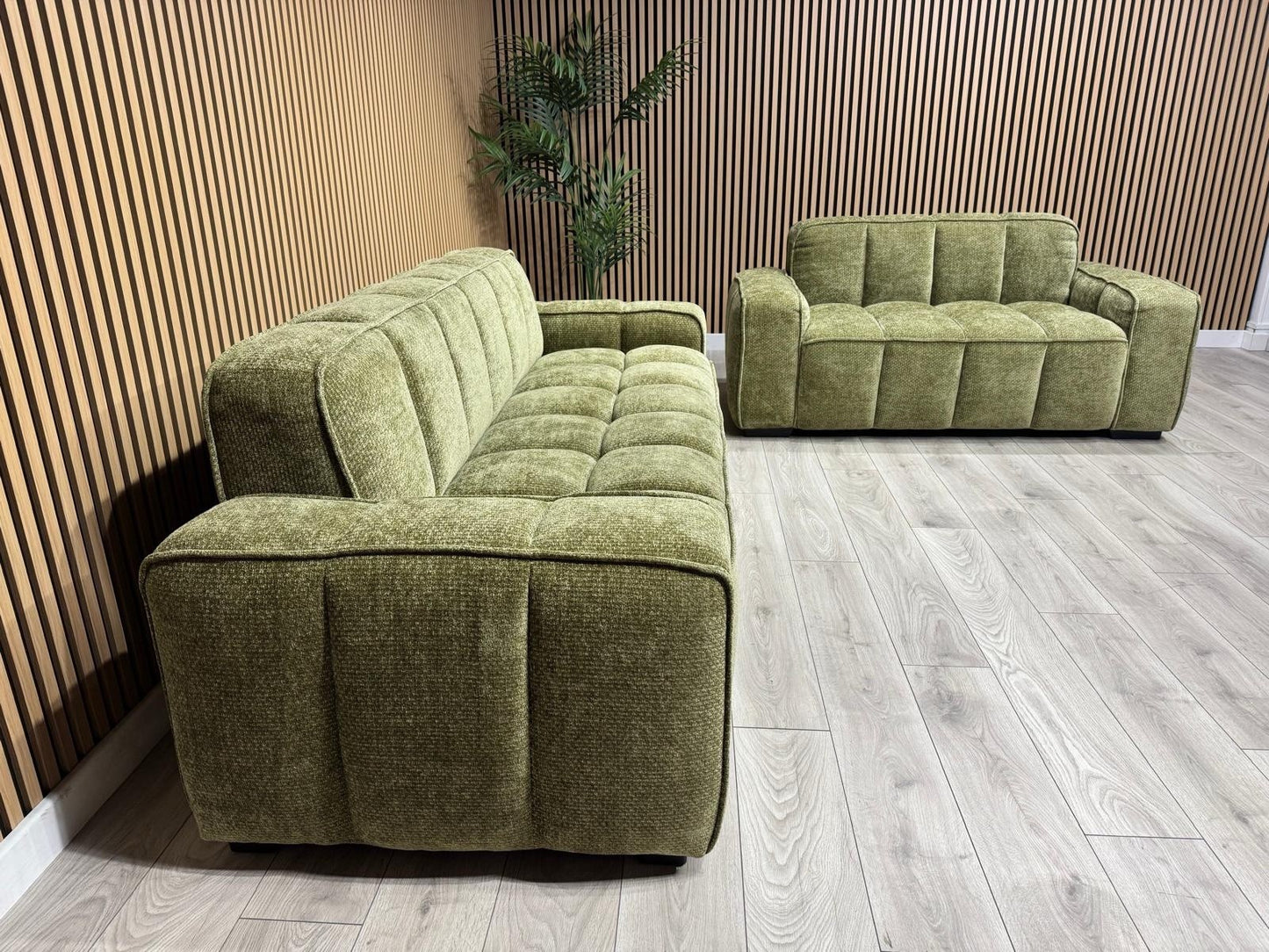 PARIS Fabric 3 Seater + 2 Seater Sofa Set, Olive - RRP £2,578