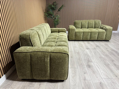 PARIS Fabric 3 Seater + 2 Seater Sofa Set, Olive - RRP £2,578