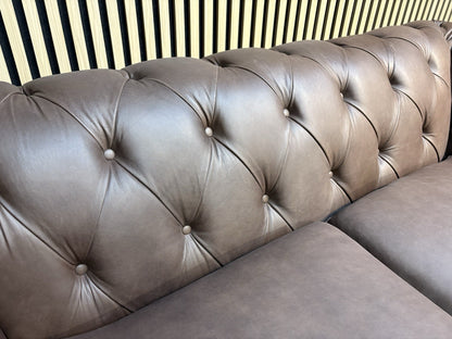 Next GOSFORD Leather Chesterfield Large 3 Seater + 2 Seater Sofa Set - RRP £5250