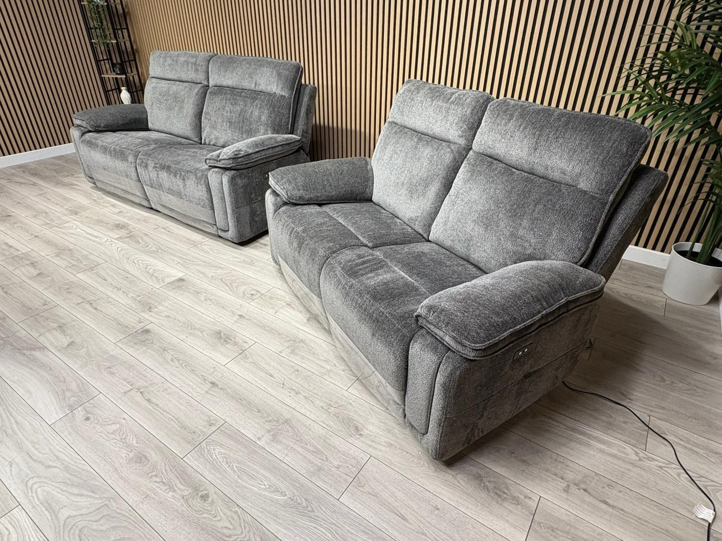 DFS Sample - Cadenza Style Fabric 3 + 2 Seater Power Sofa Set - RRP £2898