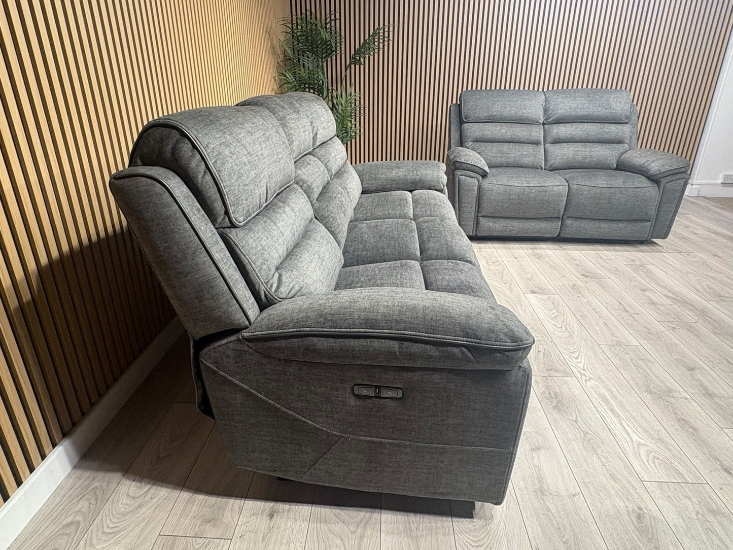DFS New Lawson Power Recliner 3+2 Seater Sofa Set + Fold Down Table - RRP £2498