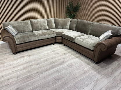 Oakfurnitureland DARWIN 2 Corner 2 Large Fabric Corner Sofa - RRP £2899