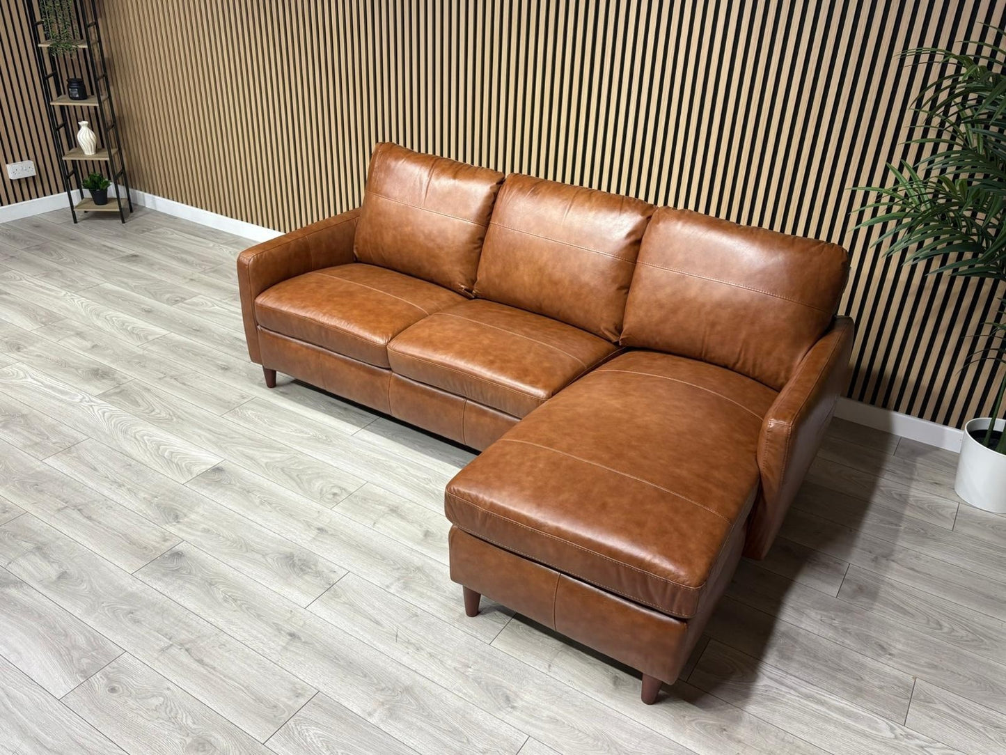 John Lewis BAILEY Style RHF Leather 3 Seater Chaise End Sofa, Tan - RRP £3,449