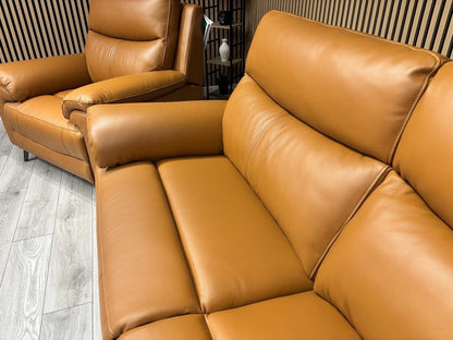 Furniture Village PANACHE Style Leather 3 Seater Sofa + 2 x Armchairs, Power