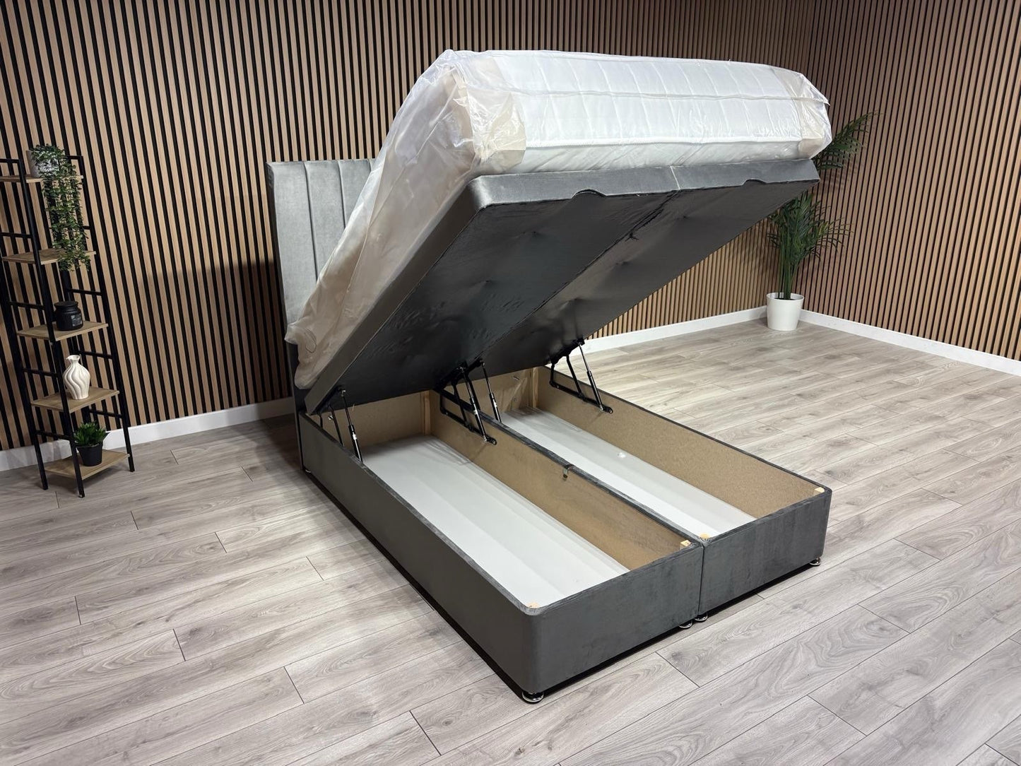 SUPREME Ottoman Divan Set with 2000 Pocket Mattress + Headboard, 4ft 6 Double
