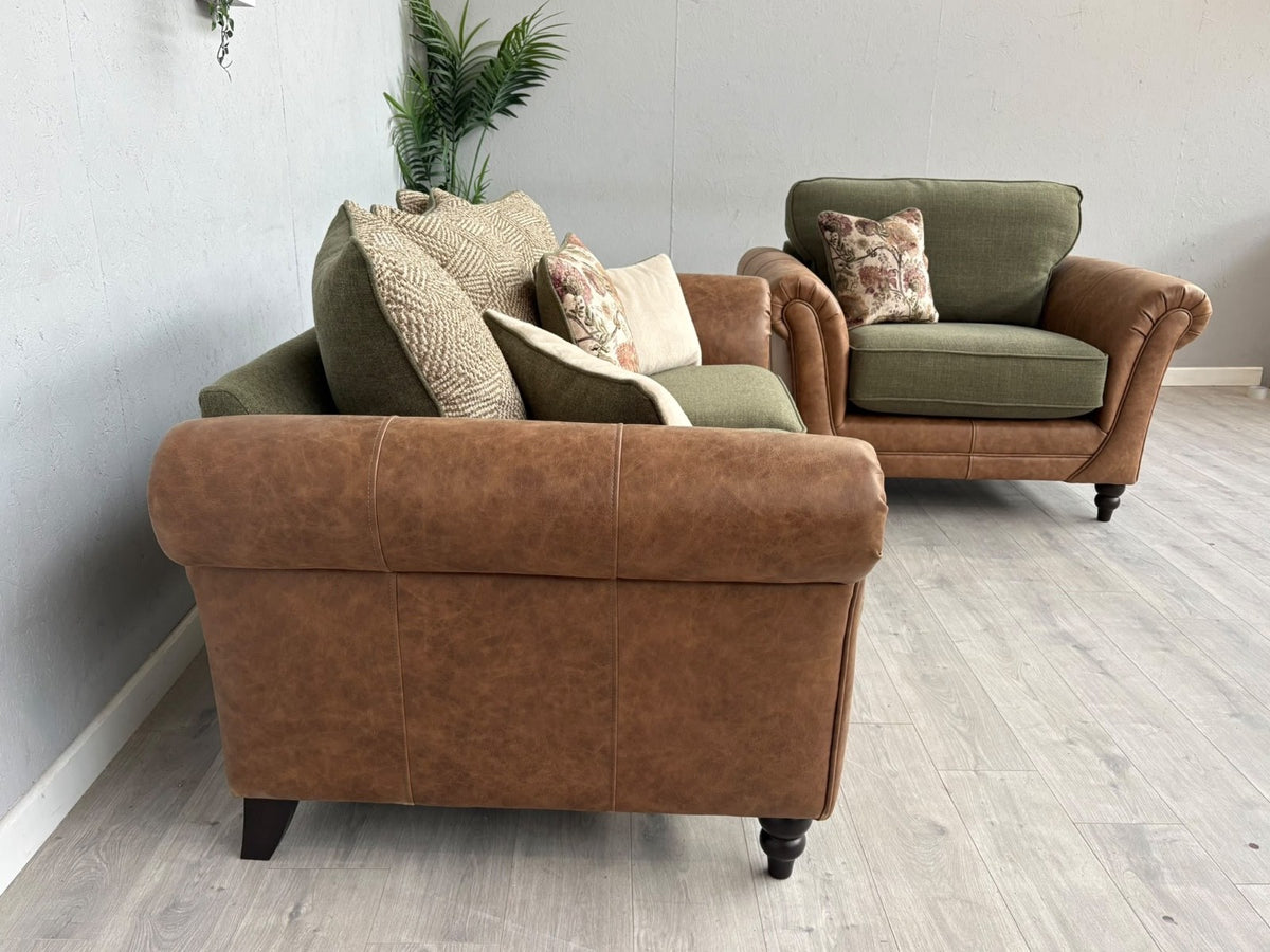 CHATSWORTH Farmhouse Style Fabric 2 Seater Sofa + Love Chair Set RRP £3390