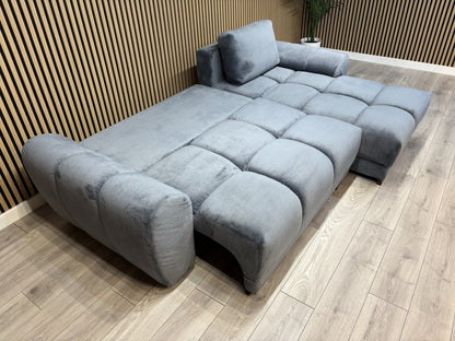 AZZURO Premium Fabric RHF Corner Chaise Sofa Bed with Storage, Grey - RRP £1,799