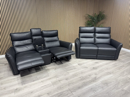 SCS  Cleveley Leather 2+2 Seater Power Recliner/Headrests + Console  - RRP £2898