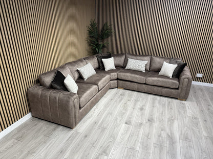 DEVINE Glamour Large Fabric 2 Corner 2 Sofa, Gemini Chocolate - RRP £2,695