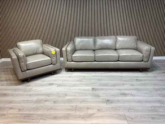 John Lewis Sample VALENCIA 3 Seater + Armchair Leather Sofa Set - RRP £4,198