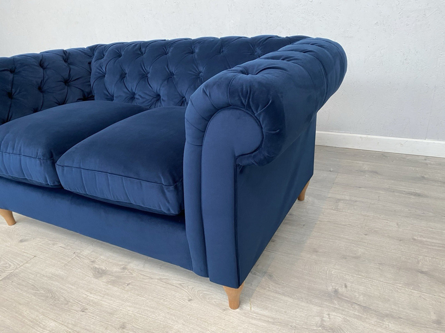 John Lewis - CROMWELL Chesterfield Fabric 2 Seater Sofa, Plush Navy - RRP £1,349