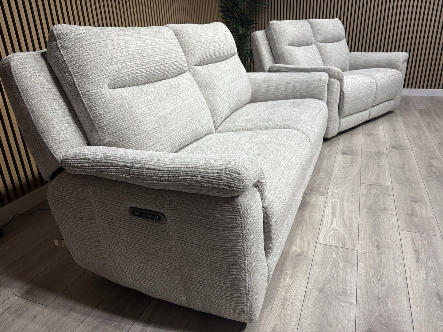 NAVONA 3 Seater + 2 Seater Fabric Sofa Set, Power Recliners - RRP £3,298