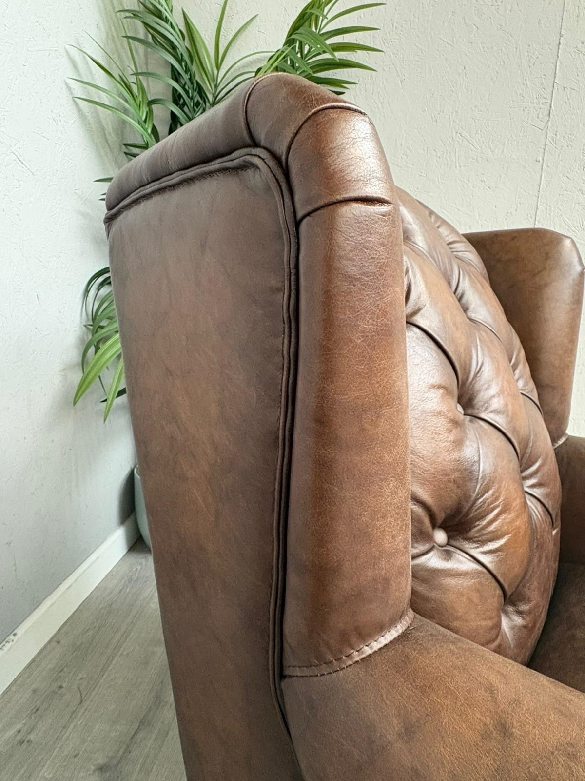 F. Village - At The Helm SHACKLETON Leather Chesterfield Wing Chair - RRP £1795