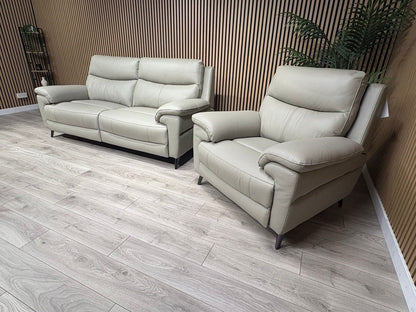 Furniture Village PANACHE Style Leather 3 Seater + Chair Power Recliner Sofa Set