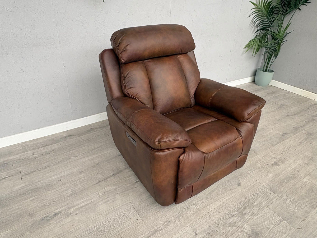 DFS Bravado Leather Power Recliner Armchair + Power Headrests - RRP £1,149