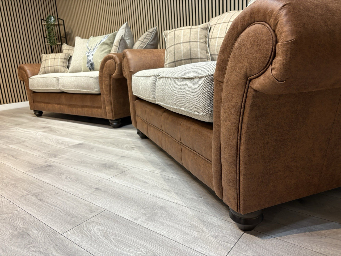 DARWIN Fabric Scatter Back 3 Seater + 2 Seater Sofa Set - RRP £2,598