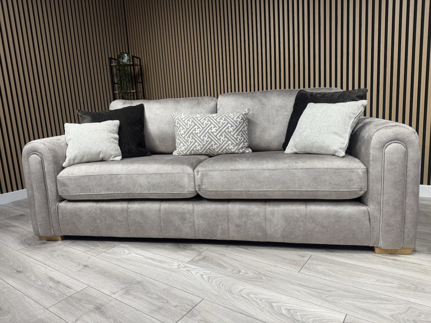 DEVINE Glamour Fabric 3 Seater + 2 Seater Sofa Set, Stone - RRP £2,598