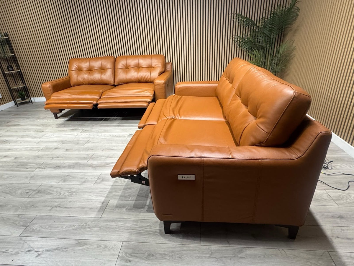ScS Poltronesofa RUFFIO Leather 2 x 3 Seater Power Recliner Sofa Set - RRP £4498