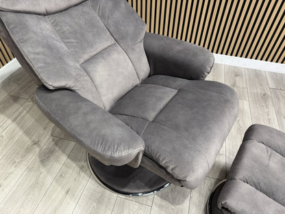 Relaxed Swivel Recliner Chair + Footstool RRP £899