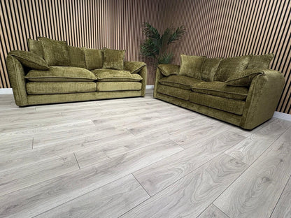 SOLICE Fabric 3 Seater + 2 Seater Sofa Set, Green - RRP £2,498