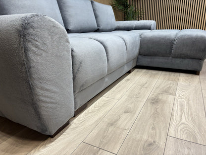 AZZURO Premium Fabric RHF Corner Chaise Sofa Bed with Storage, Grey - RRP £1,799