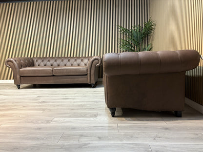 Next GOSFORD Leather Chesterfield Large 3 Seater + 2 Seater Sofa Set - RRP £5250