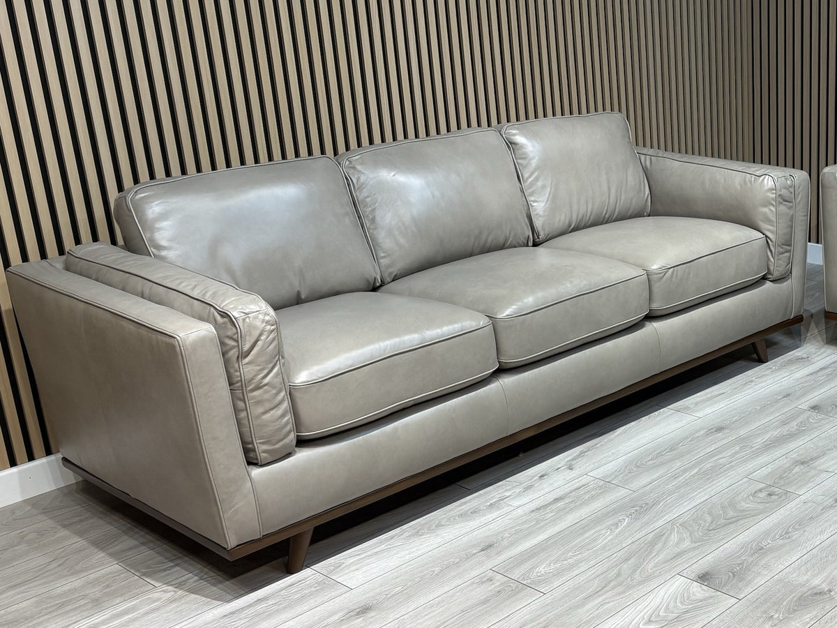 John Lewis Sample VALENCIA Leather 3 Seater Sofa, Greige - RRP £2299