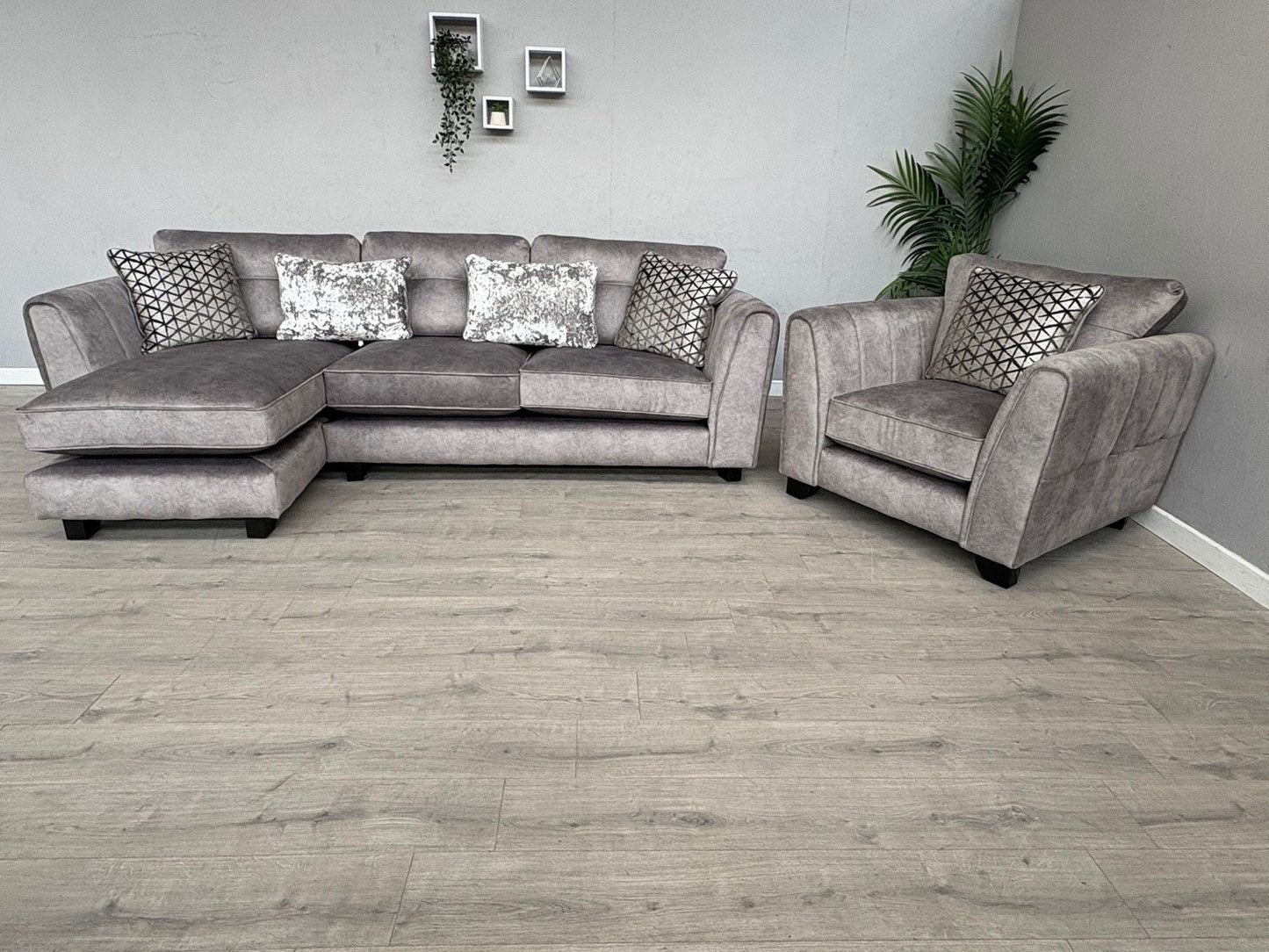 Furniture Village MARIAH Fabric LHF Chaise Corner Sofa + Armchair - RRP £4,140