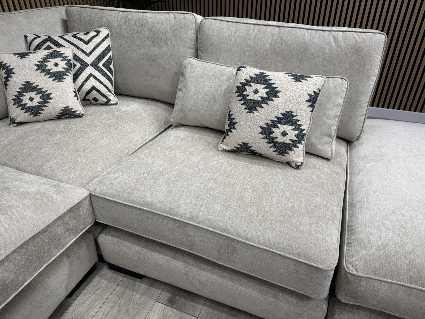 Sofology CAVALLI Style Fabric Open Chaise Corner Sofa + Footstool RRP £5398 Made To Order