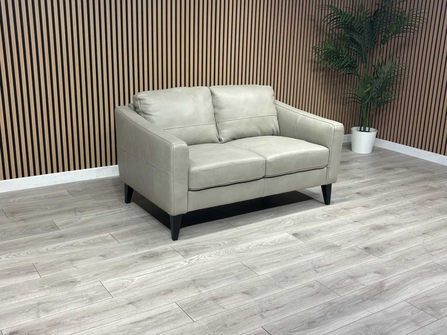 John Lewis BAILEY Style 2 Seater Stone Leather Sofa RRP £1695